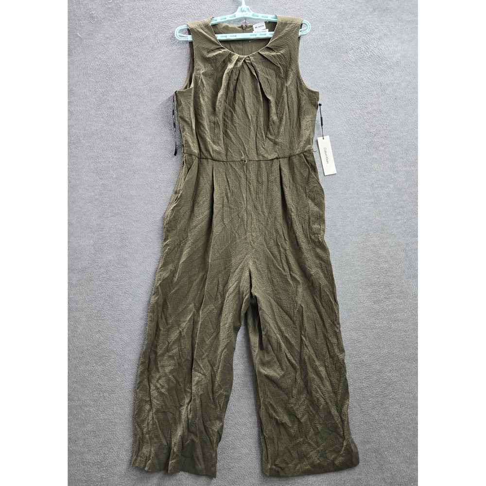 Calvin Klein Women Jumpsuit 14 Green Sleeveless 23" Inseam NWT
